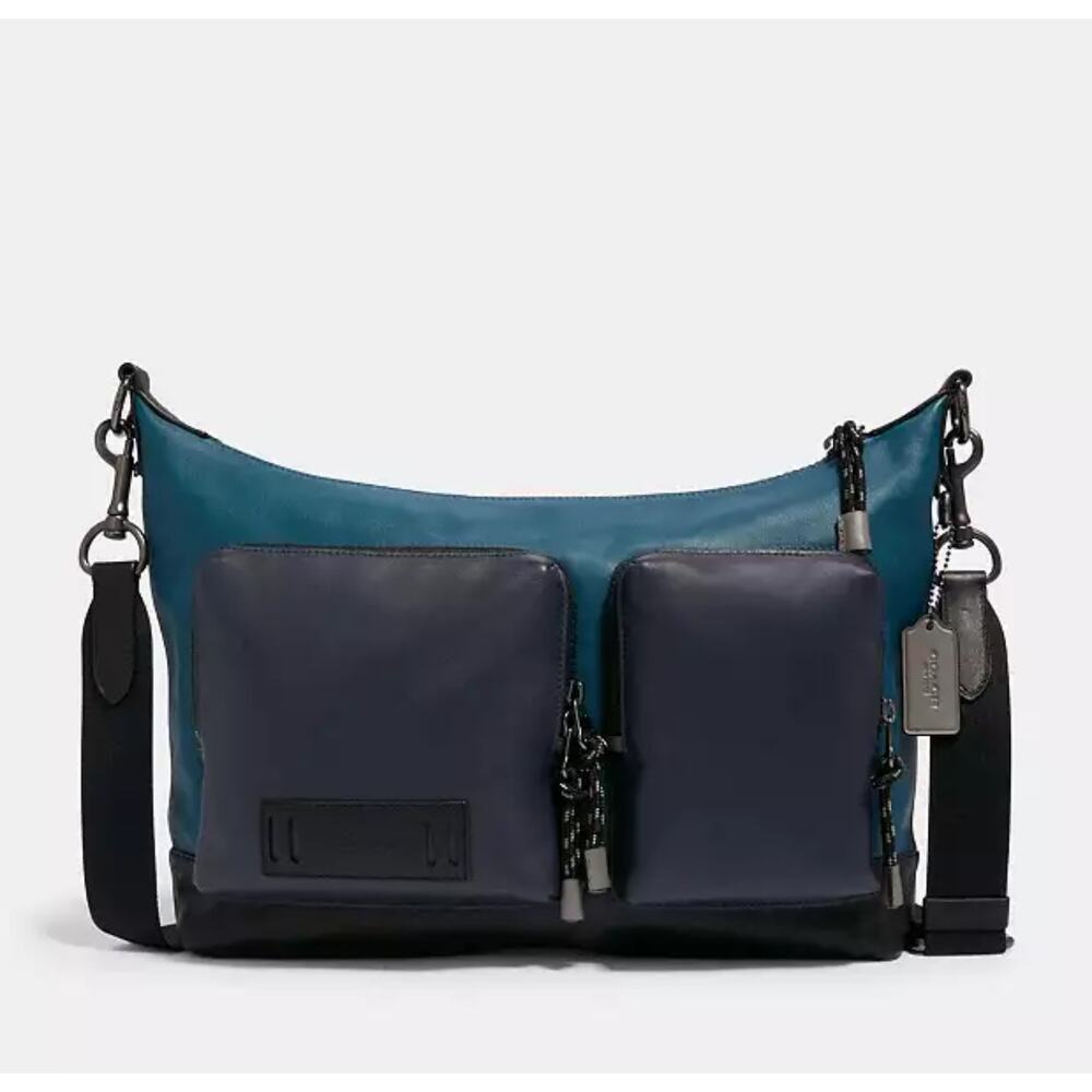 Coach Ranger Pocket Messenger Bag Blue Leather